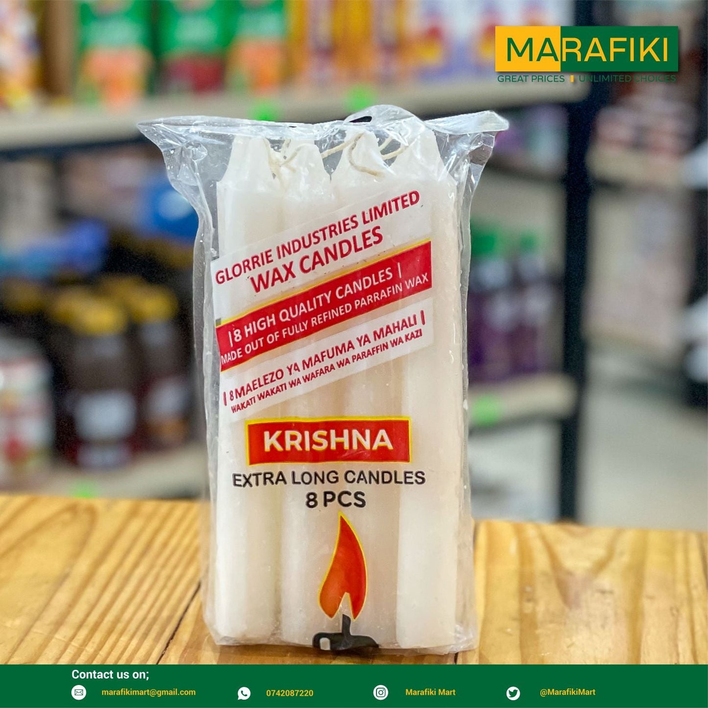 KRISHNA EXTRA LONG CANDLES 8PCS