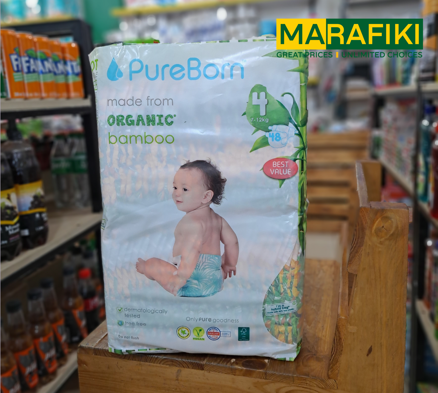 PURE BORN NAPPIES 4 48PCS