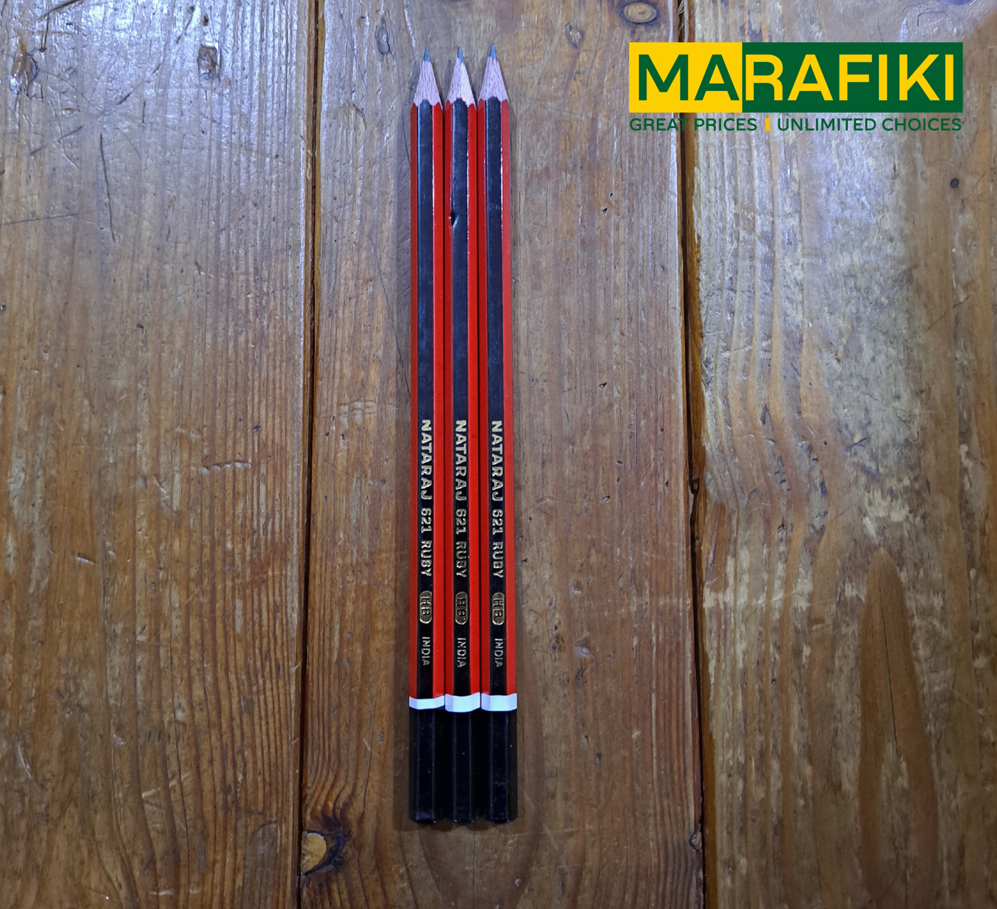 NATARAJ 621 RUBY HB PENCILS WITH NO RUBBER TIP 1PC
