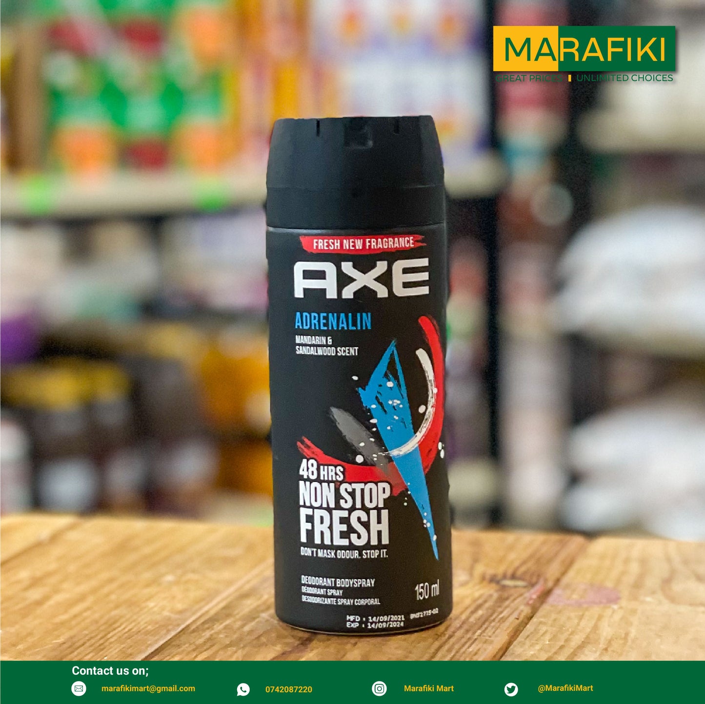 AXE ADRENALIN NONSTOP FR BODY SPRAY 150ML