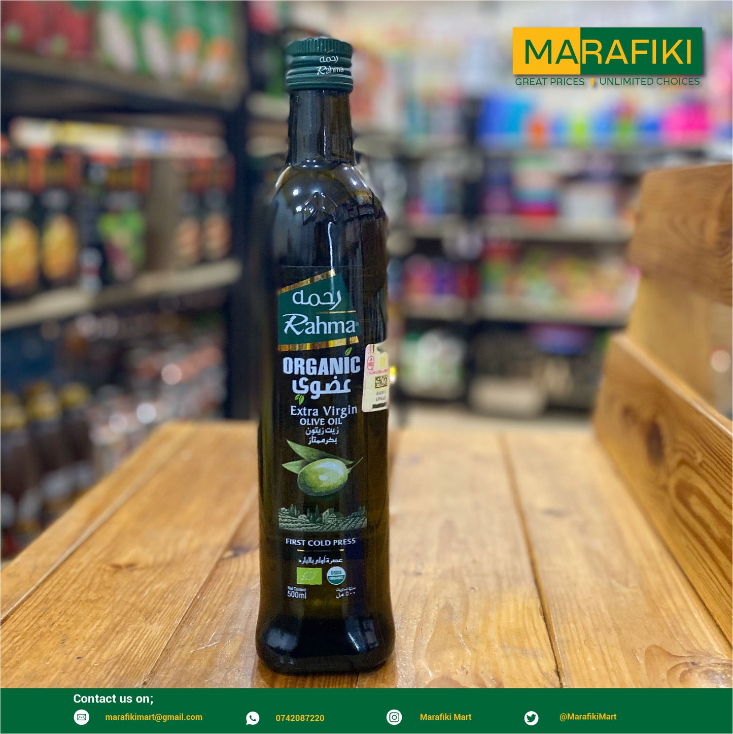 RAHMA EXTRA VIRGIN ORGANIC OLIVE OIL 500ML