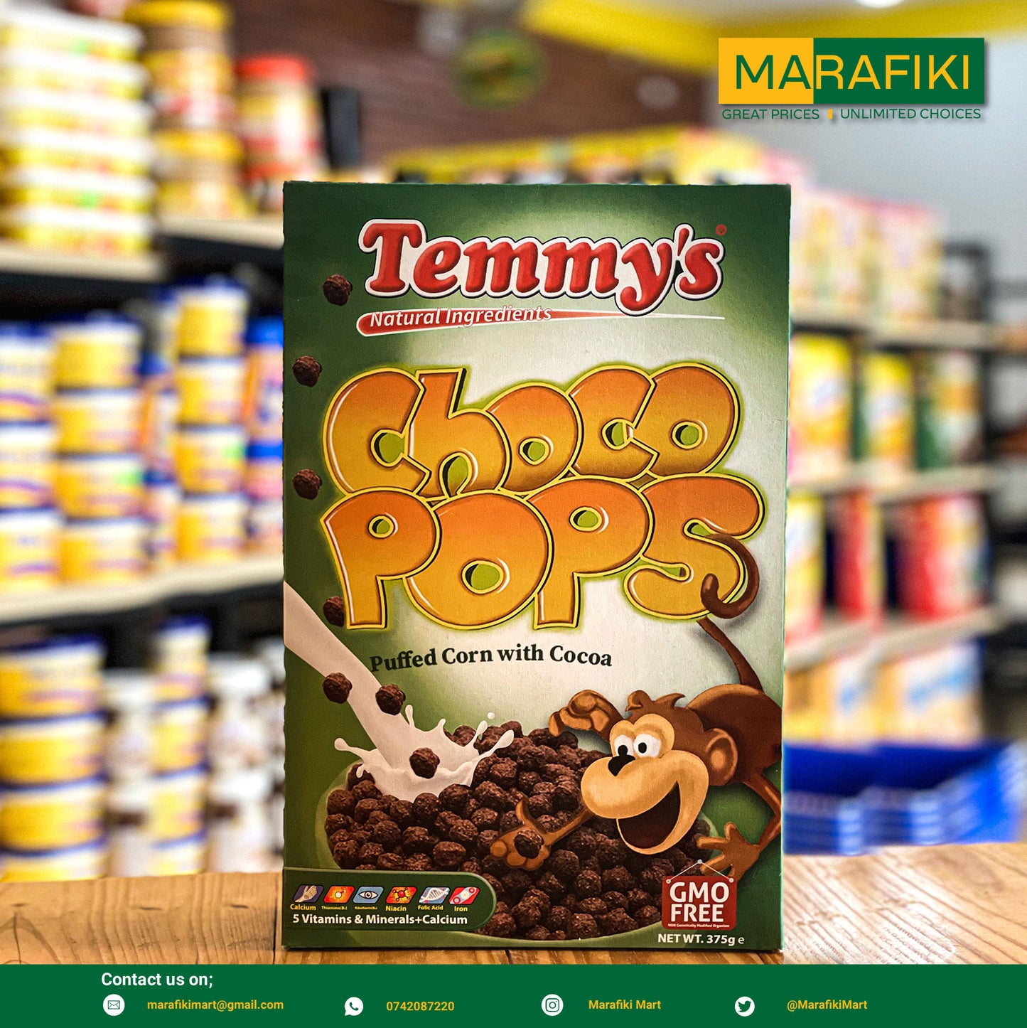 TEMMY'S CHOCO POPS 375G