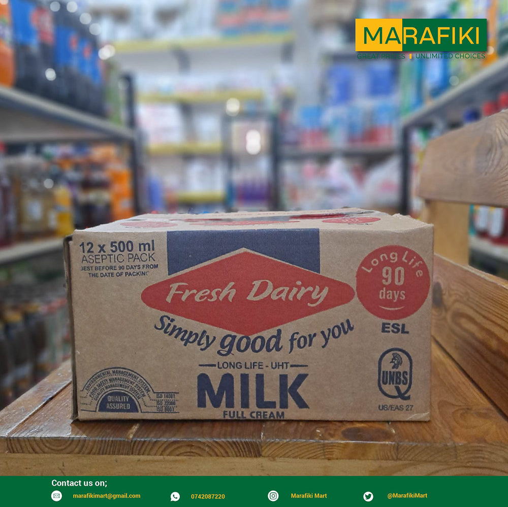 FRESH DAIRY FULL CREAM MILK  LONG LIFE UHT  BOX 500ML