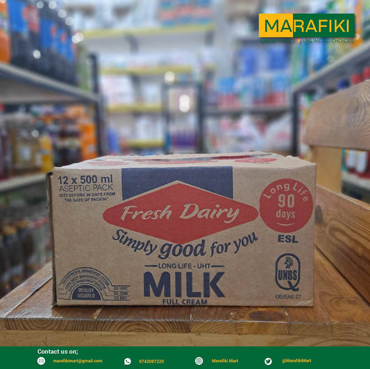 FRESH DAIRY FULL CREAM MILK  LONG LIFE UHT  BOX 500ML