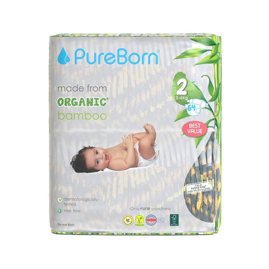 pure born diapers size 2 jumbo 64pcs.