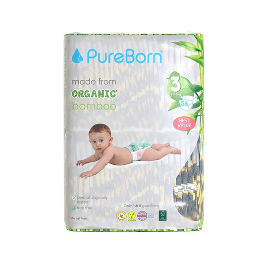 Pure born diapers size 3 jumbo, 56pcs