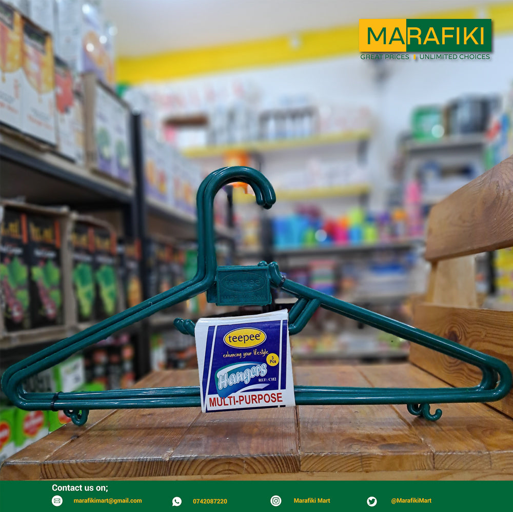 TEEPEE COLOURED CLOTH HANGER 3PC