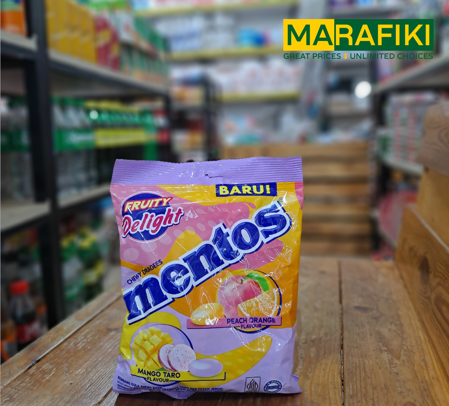 MENTOS PEACH ORANGE CHEWY DRAGEES PACK 135G