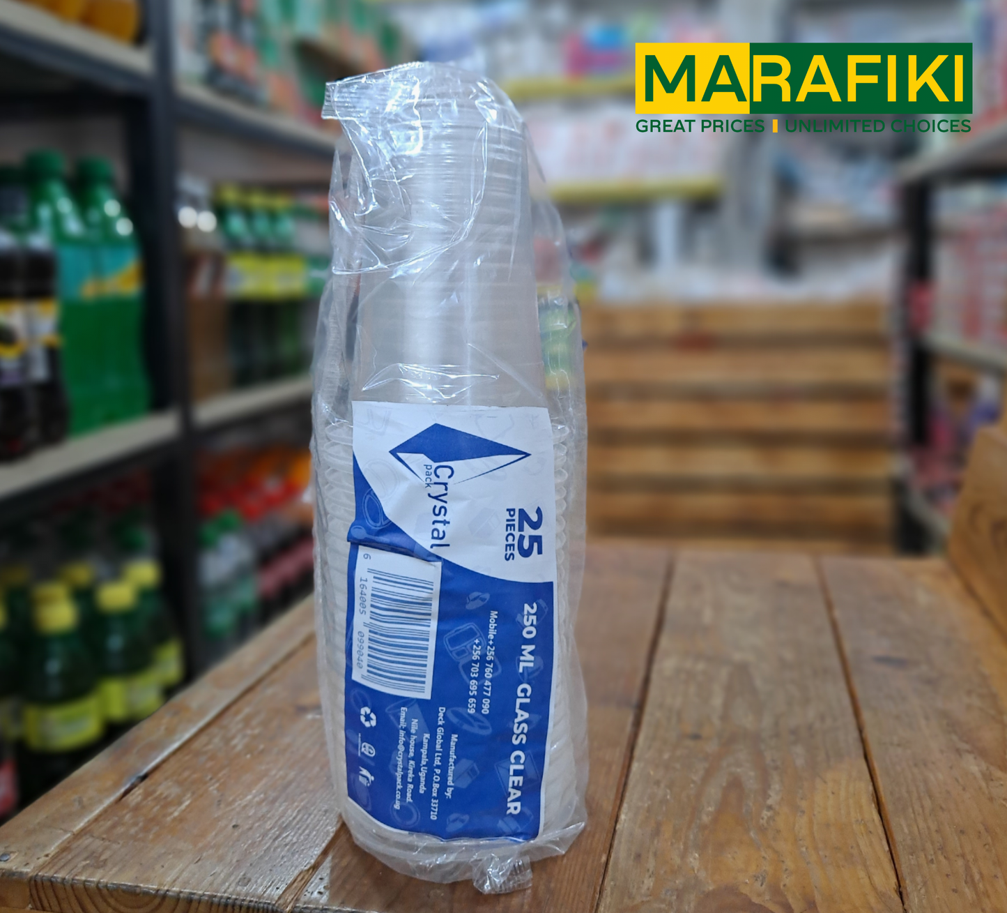 CRYSTAL PACK 250ML GLASS CLEAR CUPS