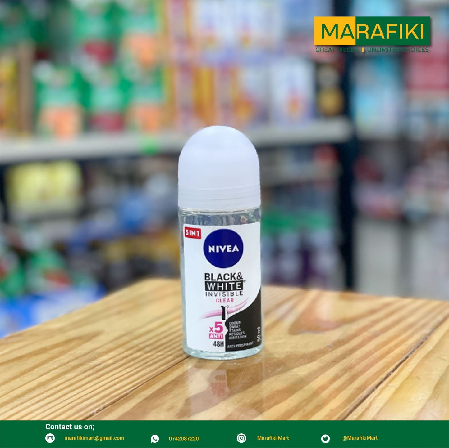 NIVEA DEO ROLL ON B&W CLEAR 50ML