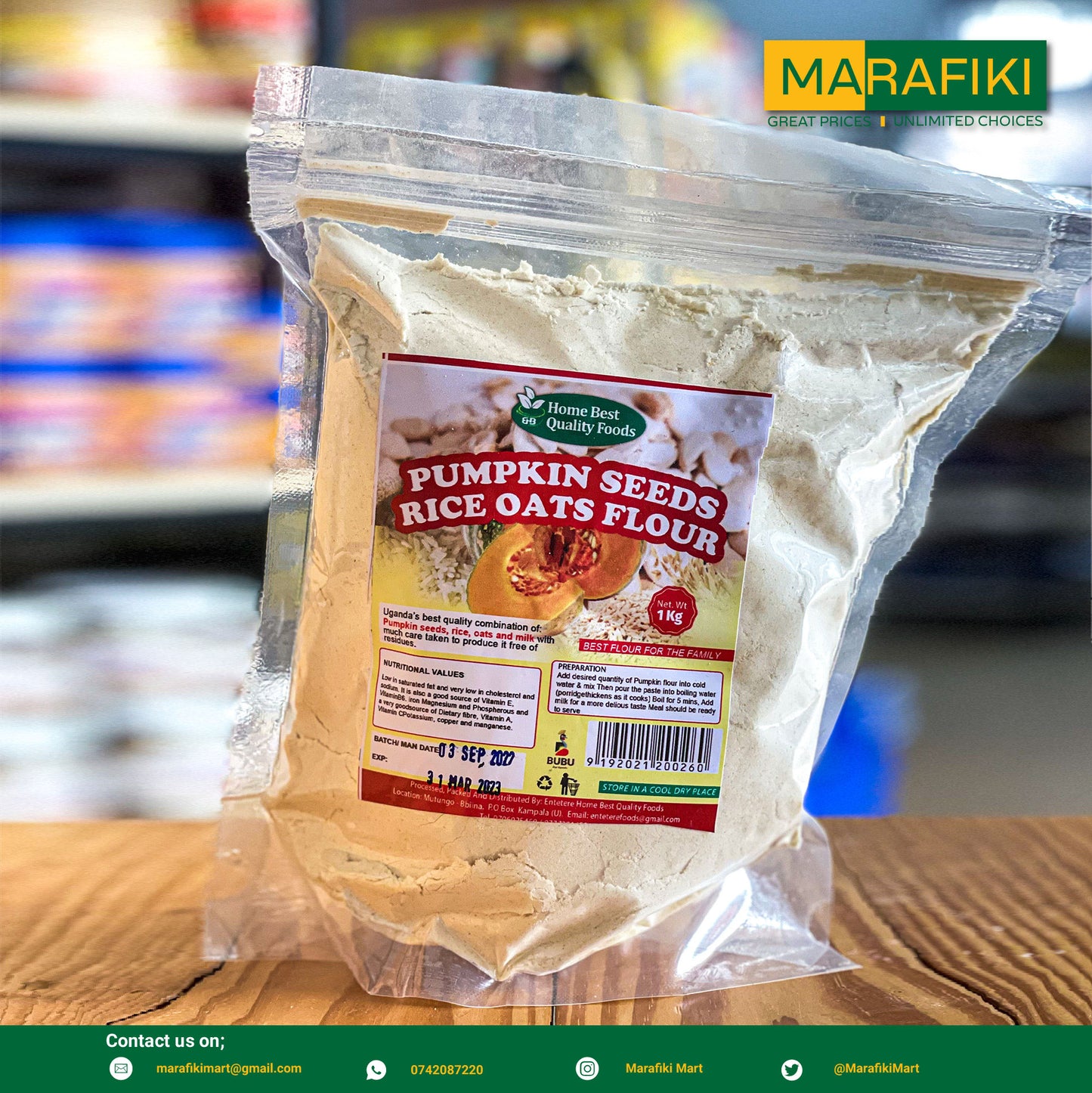 HOME BEST PUMPKIN + RICE+ OATS FLOUR 1KG