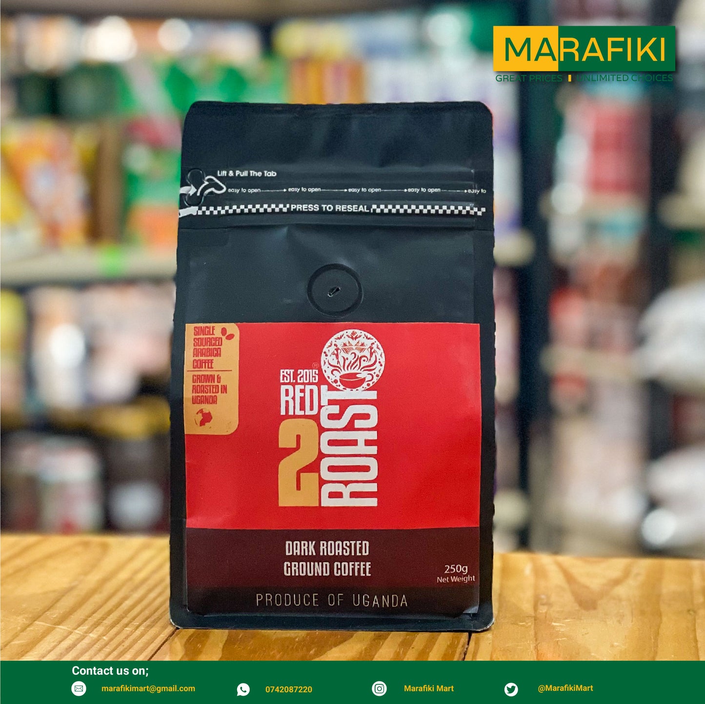 RED2ROAST DARK ROASTED COFFEE 250G