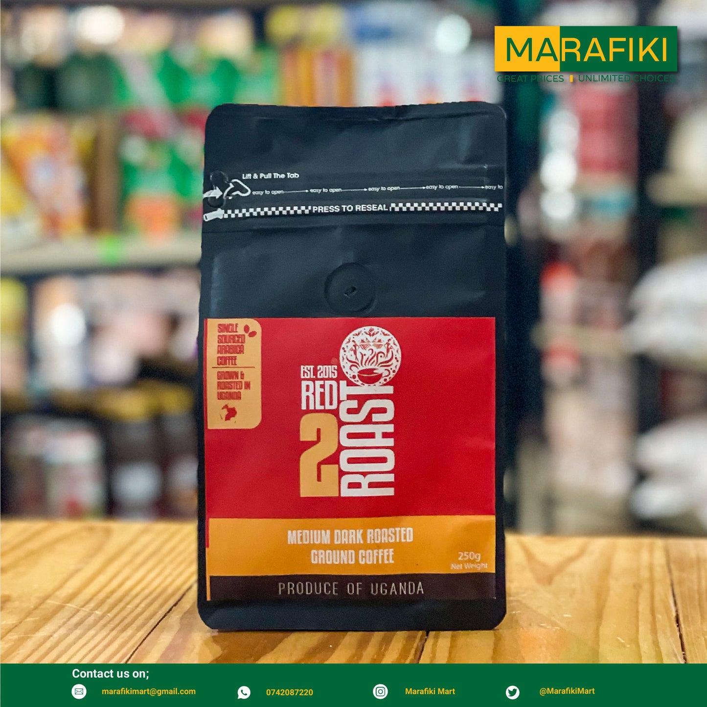 RED2ROAST MEDUIM DARK RSTD COFFEE 250G